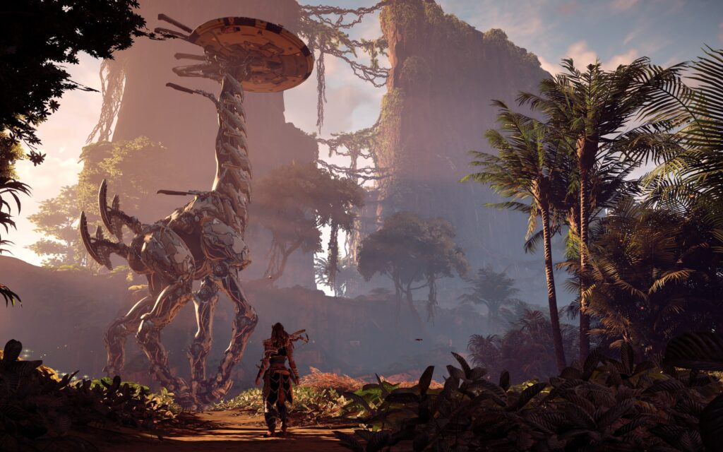 horizon zero dawn an open world adventure game featuring post apocalyptic robot dinosaurs