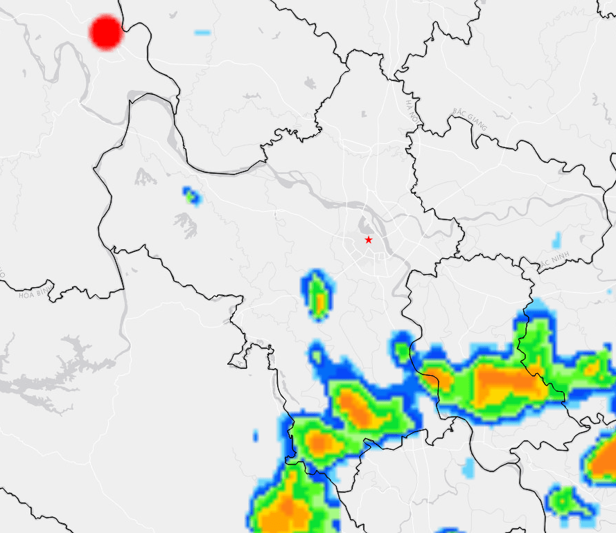 Warning: Rain and Thunderstorms in Hanoi's Inner City from 30 Minutes to 4 Hours