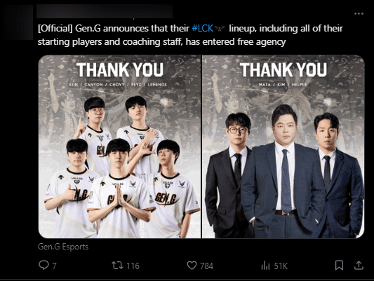 Gen.G also allows the entire team to become free agents