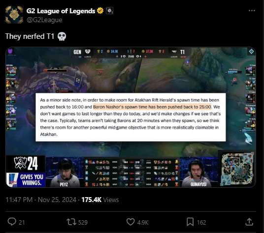 G2 also asserts that Riot is weakening T1