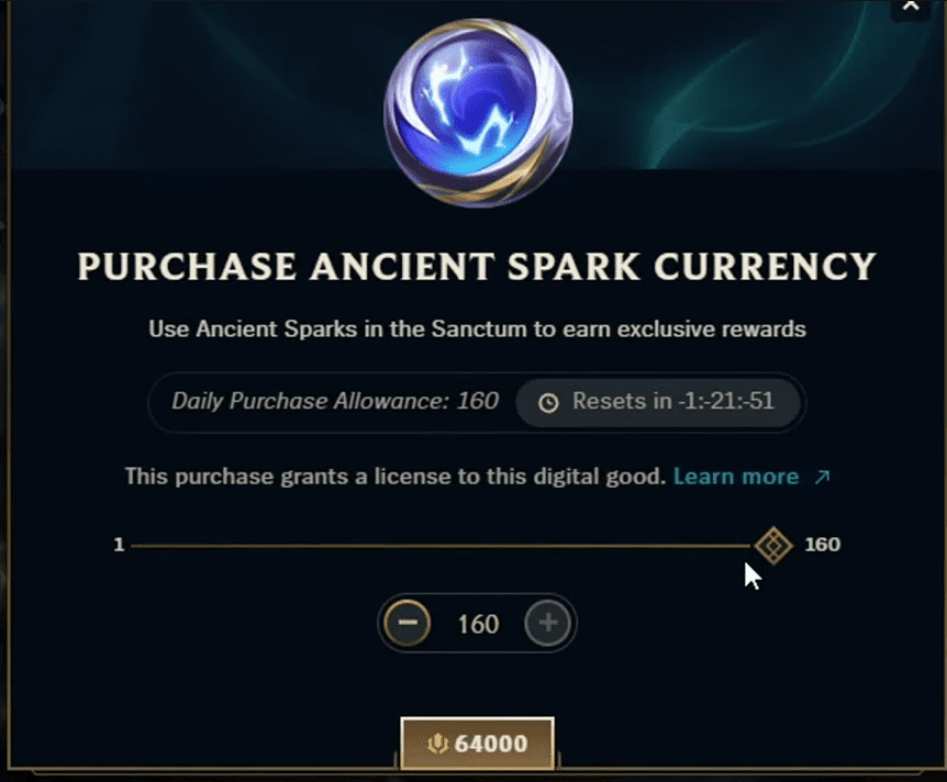 Cost of 32,000 RP for 80 rolls to guarantee Arcane Jinx