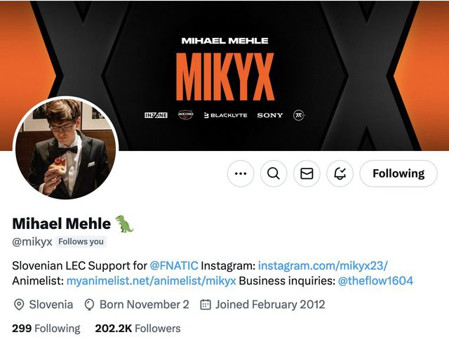 Mykix adds 'not long' emoji to his X account