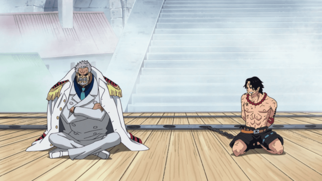 Garp and Ace on their journey at Marineford.