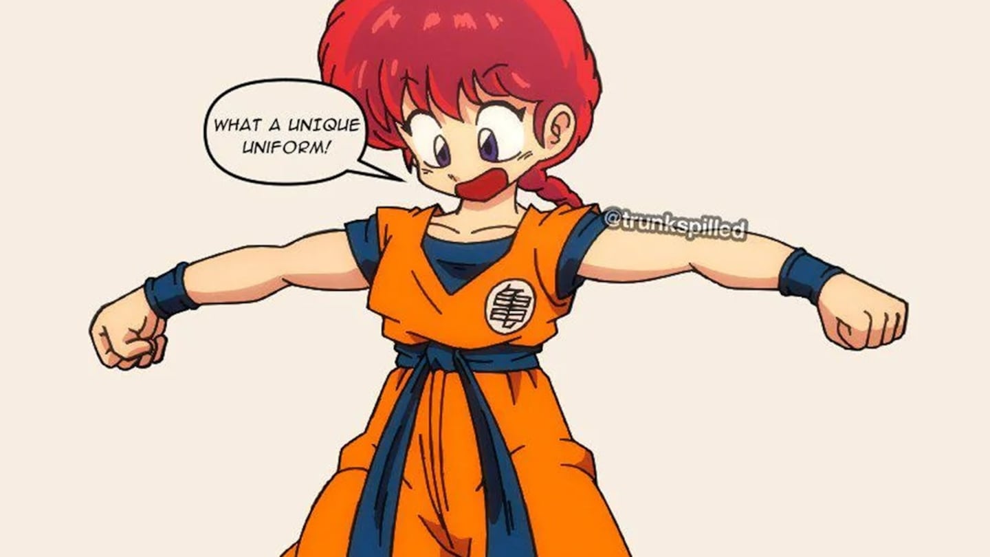 Fan art of Ranma 1/2 and Dragon Ball crossover, Ranma fighting against Goku - Image 2.