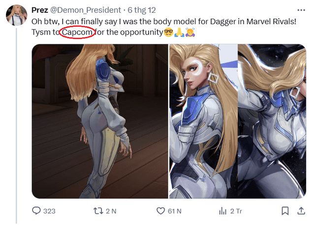 The model's exciting post about the game launch