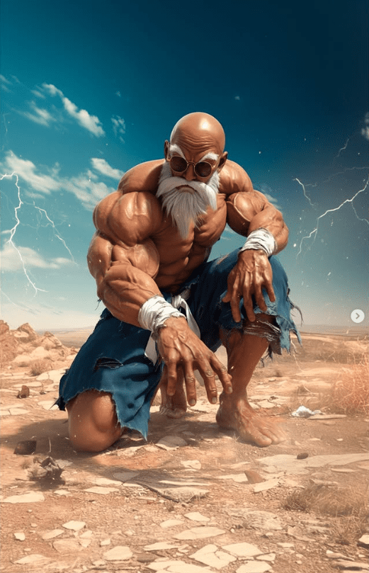 AI recreates Master Roshi in Max Power state in live-action style - image 1.