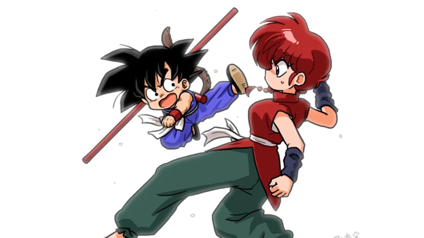 Fan art of Ranma 1/2 and Dragon Ball crossover, Ranma fighting against Goku - Image 3.